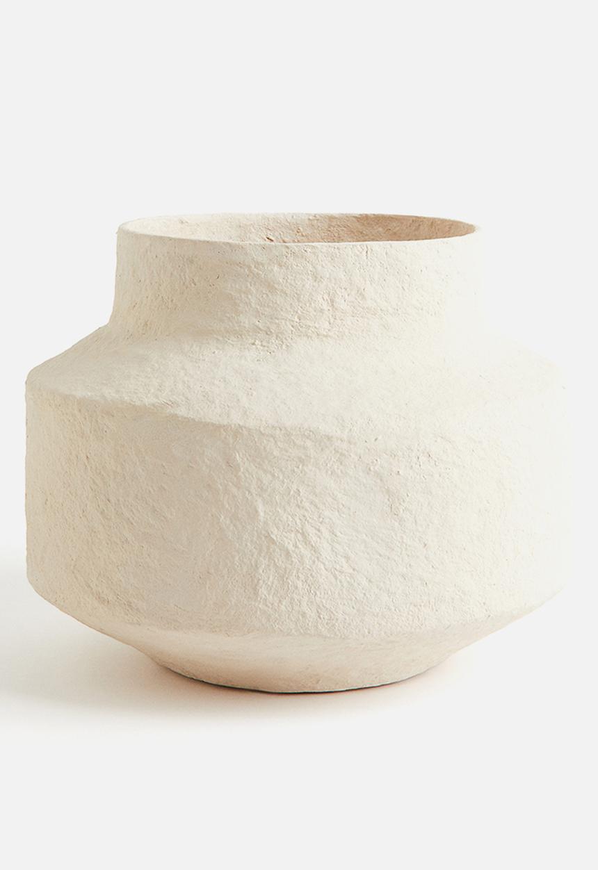H&M - Wide papier-maché vase - light beige
