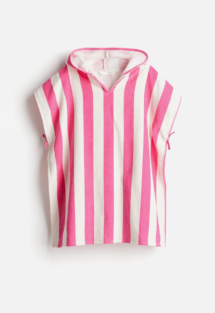 H&M - Patterned poncho towel - Hot pink Striped