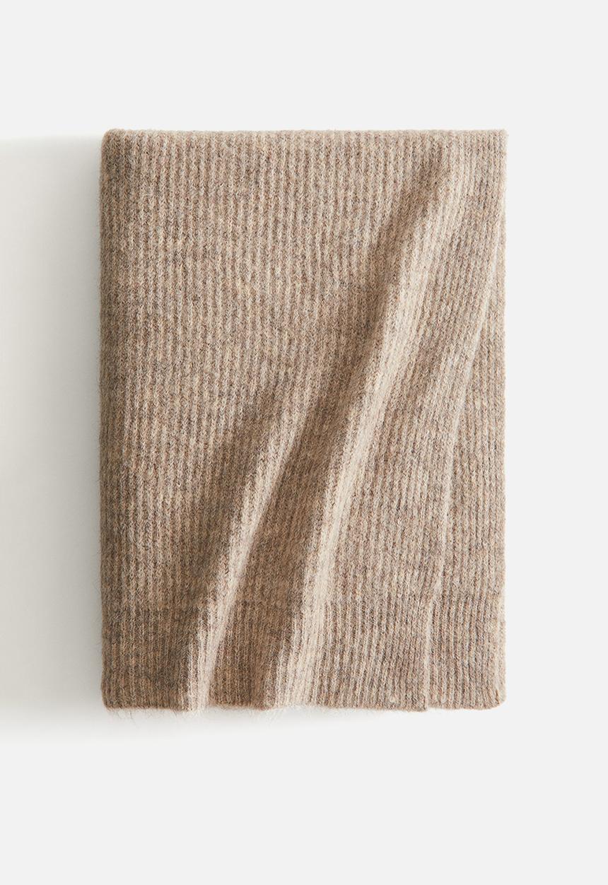 H&M - Rib-knit blanket - beige marl