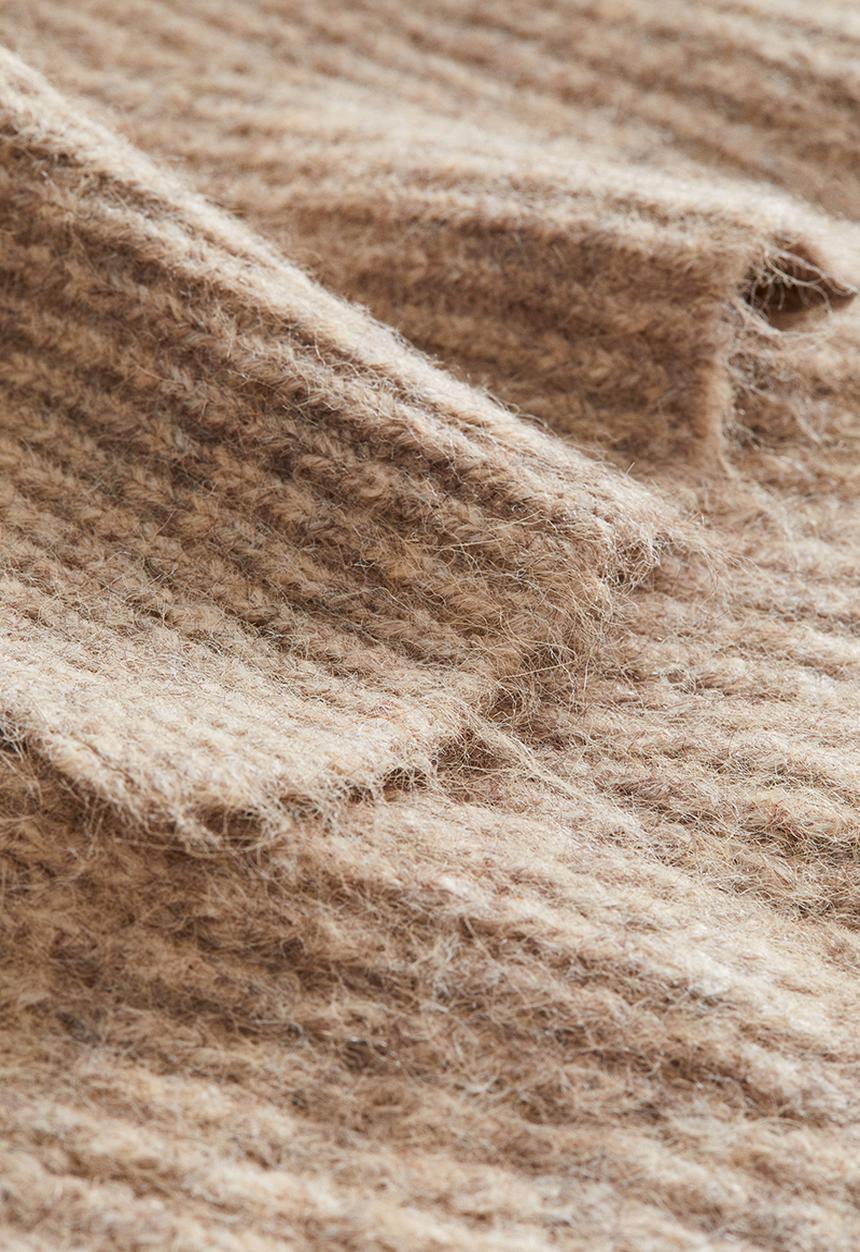 H&M - Rib-knit blanket - beige marl