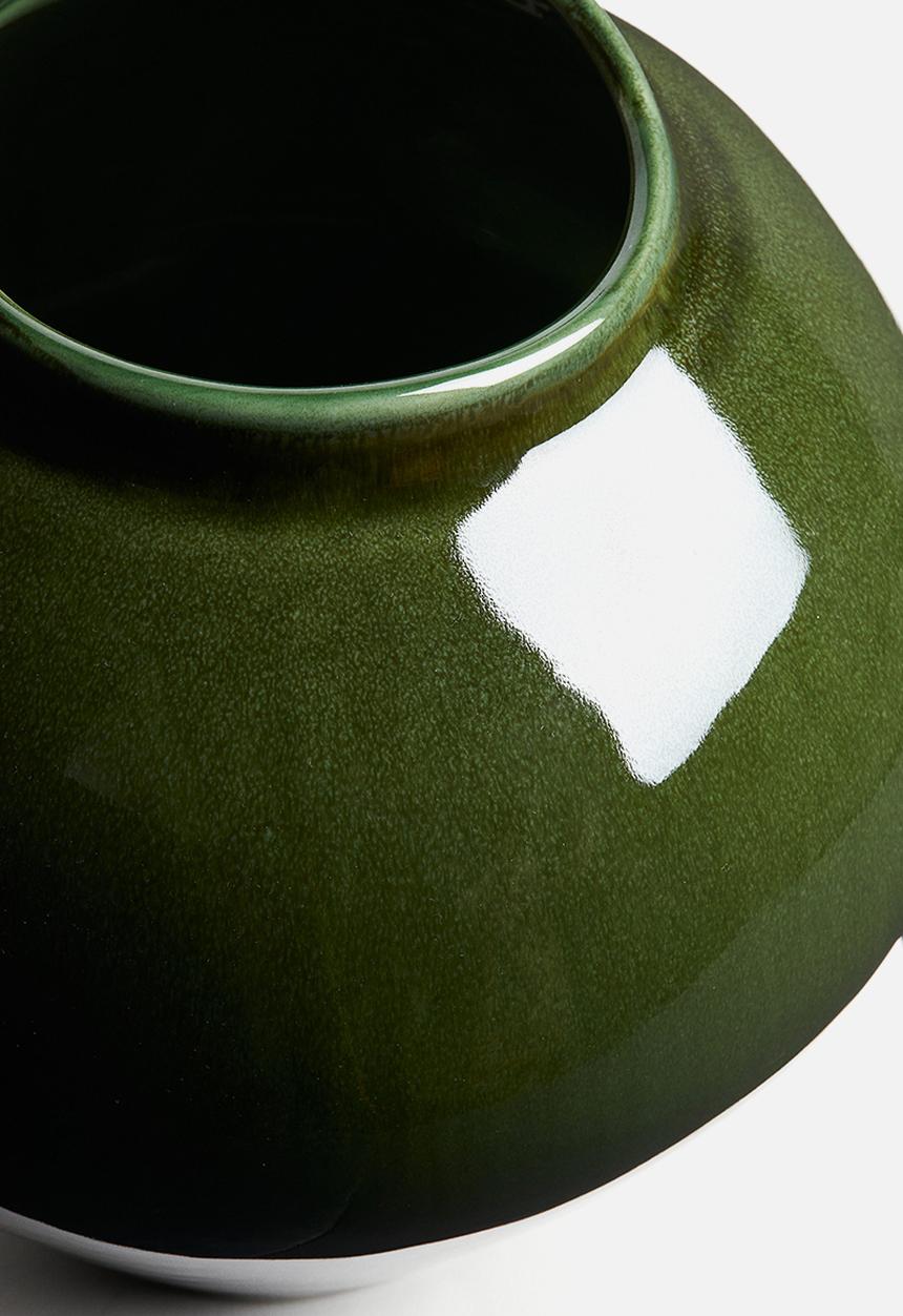H&M - Large irregular stoneware vase - dark green