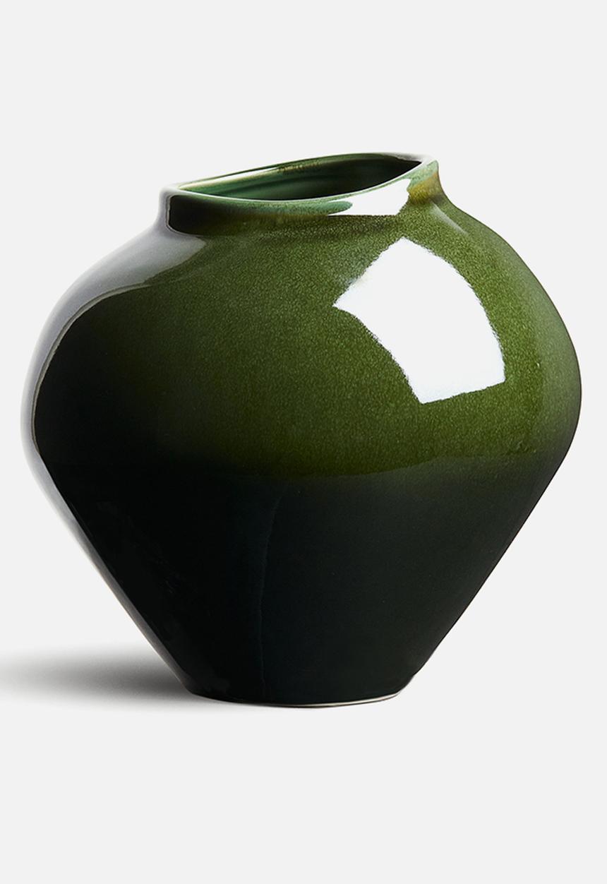 H&M - Large irregular stoneware vase - dark green