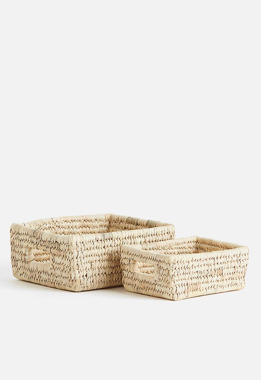 H&M - 2-Piece straw storage basket set - light beige