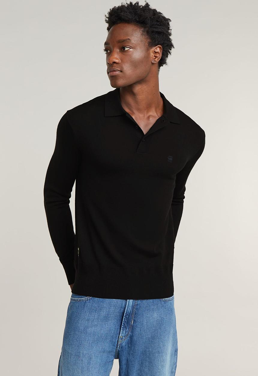G-STAR - Premium core dunda polo knit - dk black