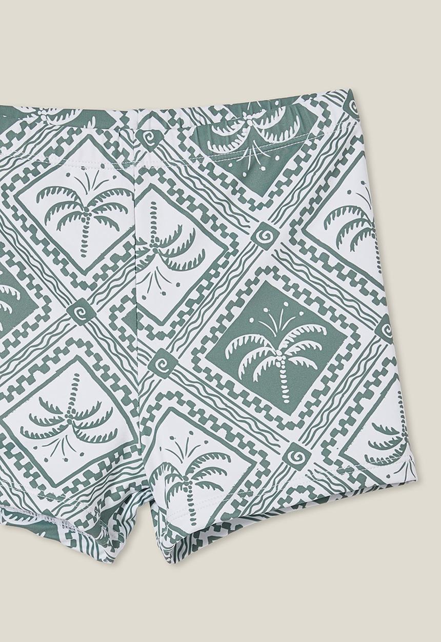 Cotton On - Billy boyleg swim trunk - swag green/tile palm