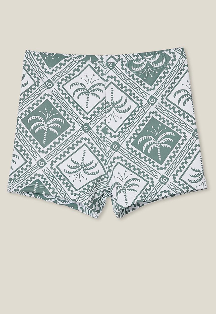 Cotton On - Billy boyleg swim trunk - swag green/tile palm