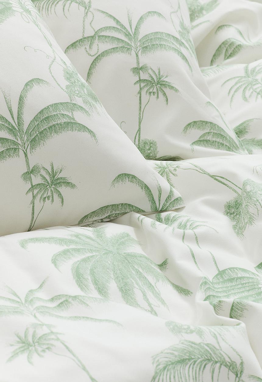 H&M - Patterned double/king duvet cover set - green palm trees