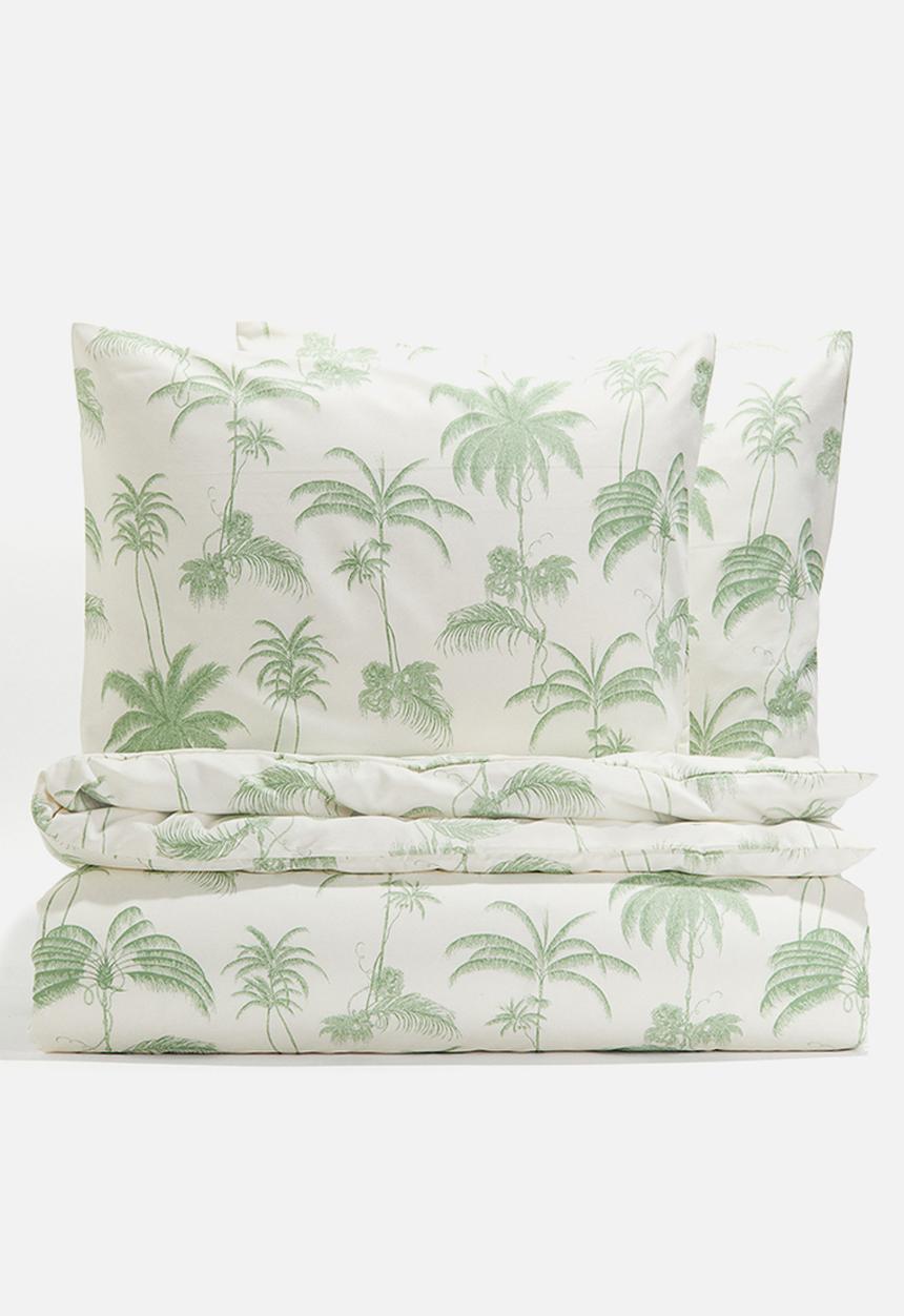 H&M - Patterned double/king duvet cover set - green palm trees