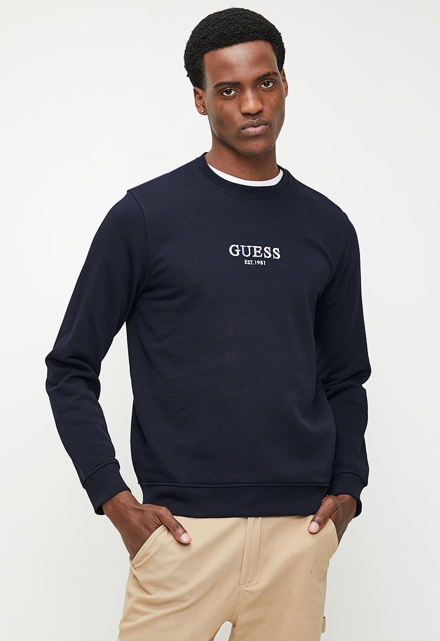 GUESS - Multi colour logo cn sweatshirt - smart blue