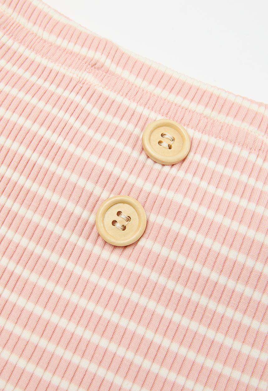 Pop Candy - Striped top & legging set-dusty pink & white