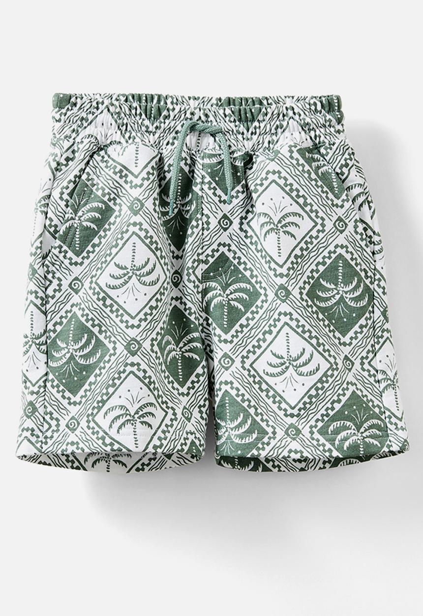 Cotton On - Henry slouch short - swag green/teja tile yardage