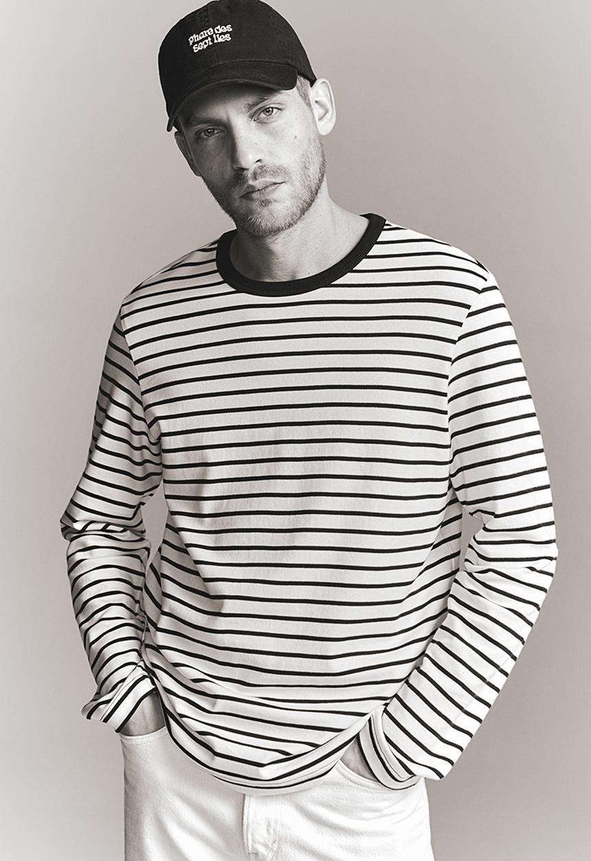 H&M - Regular fit jersey top - navy blue striped