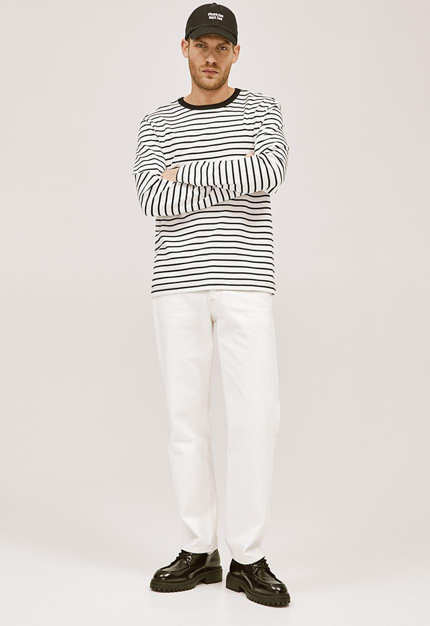 H&M - Regular fit jersey top - navy blue striped