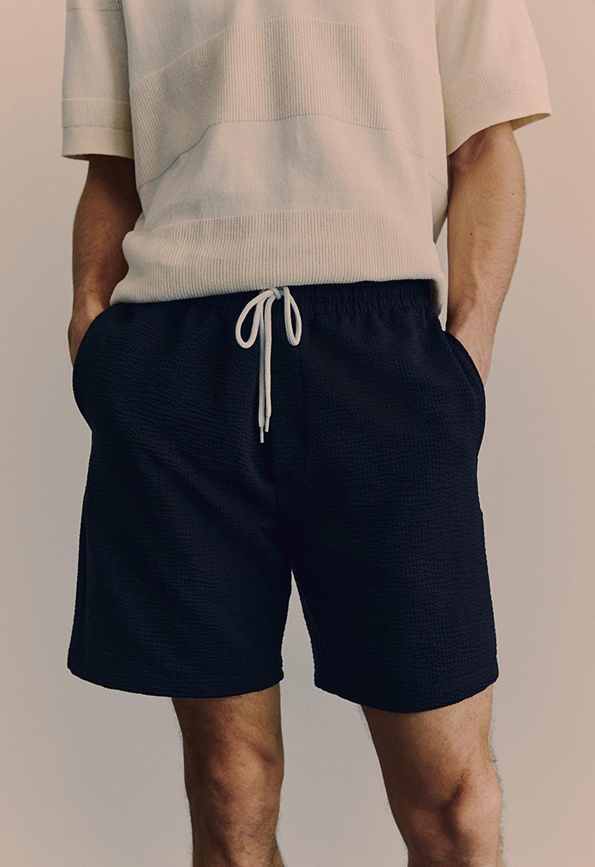 H&M - Regular fit waffled shorts - navy blue