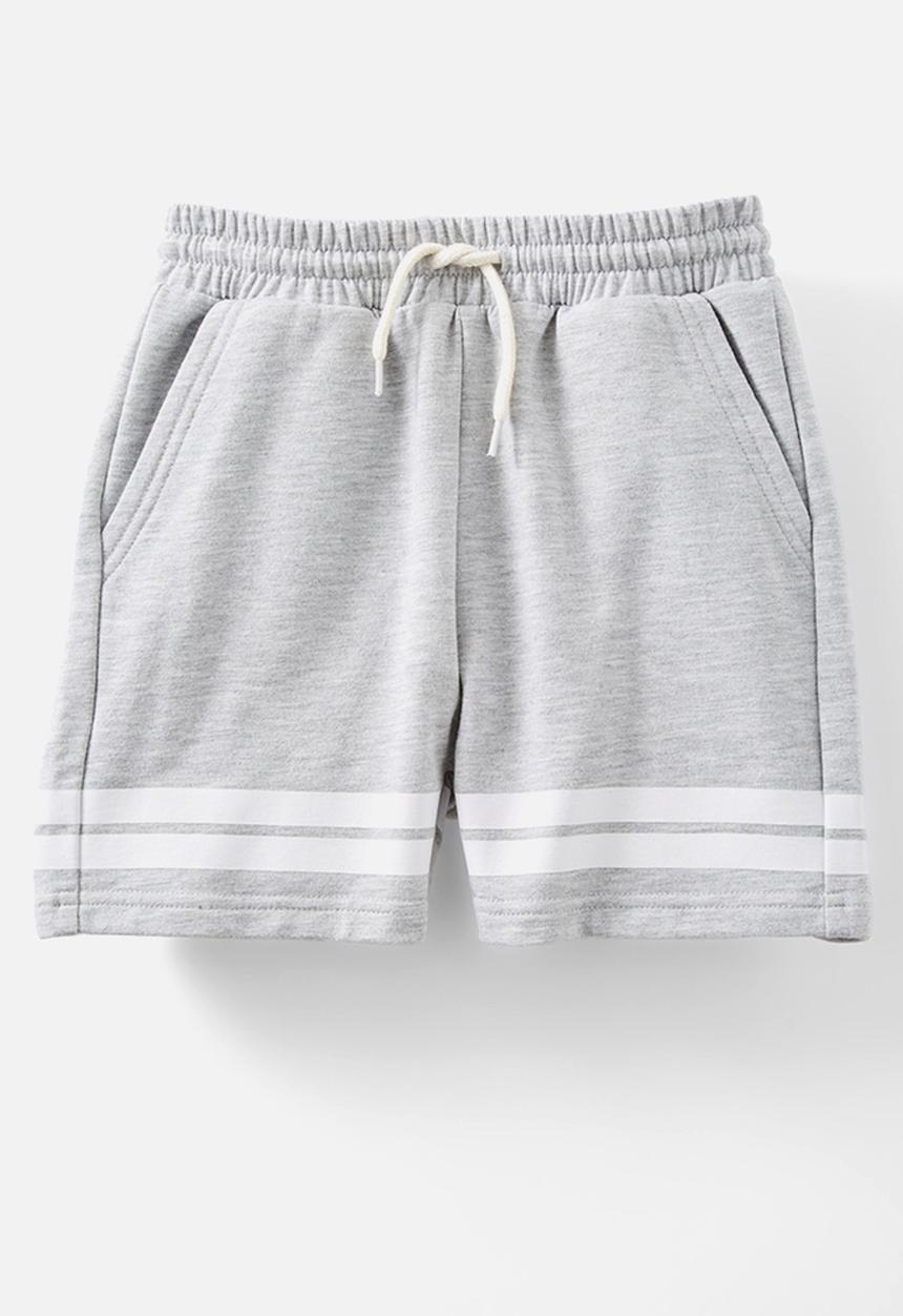 Cotton On - Henry slouch short - fog grey marle w/white stripe