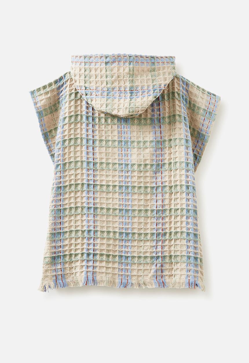 Cotton On - Kids hooded towel - rainy day/check waffle