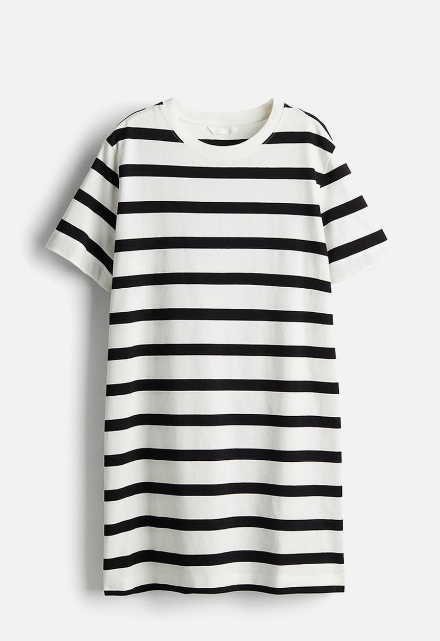 H&M - Cotton t-shirt dress - white & black striped