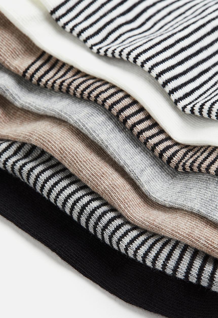 H&M - 7 pack trainer socks - grey marl & beige marl 
