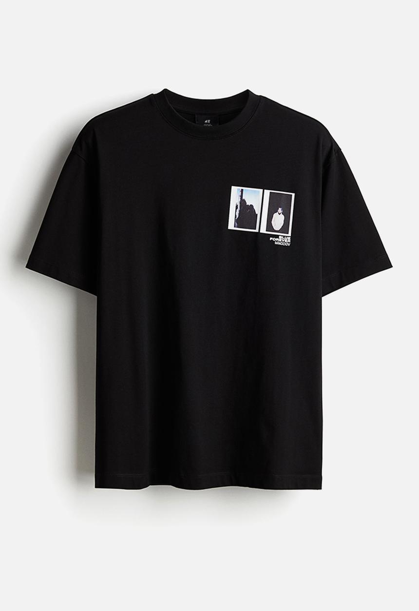 H&M - Loose fit printed t-shirt - black & blue forever