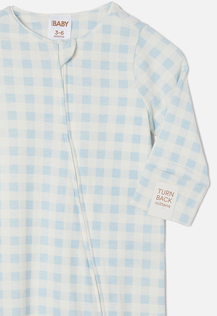 Cotton On - The long sleeve zip romper - frosty blue/gingham
