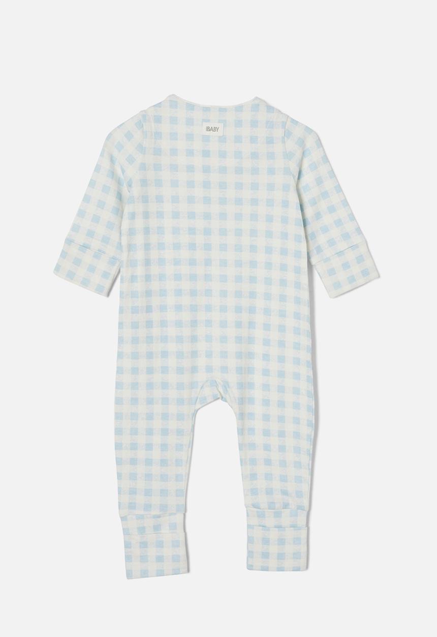 Cotton On - The long sleeve zip romper - frosty blue/gingham