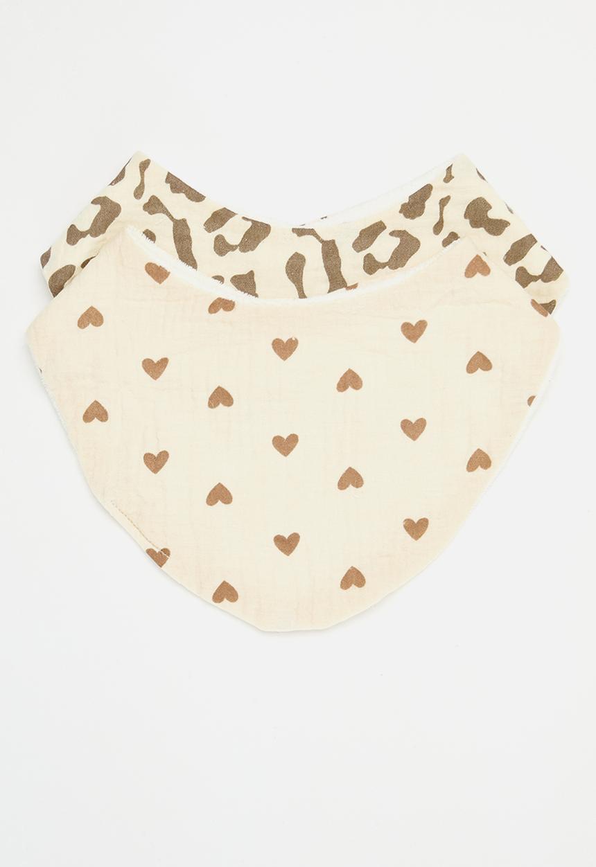 Pop Candy - 2 Pack bib set-ecru & brown
