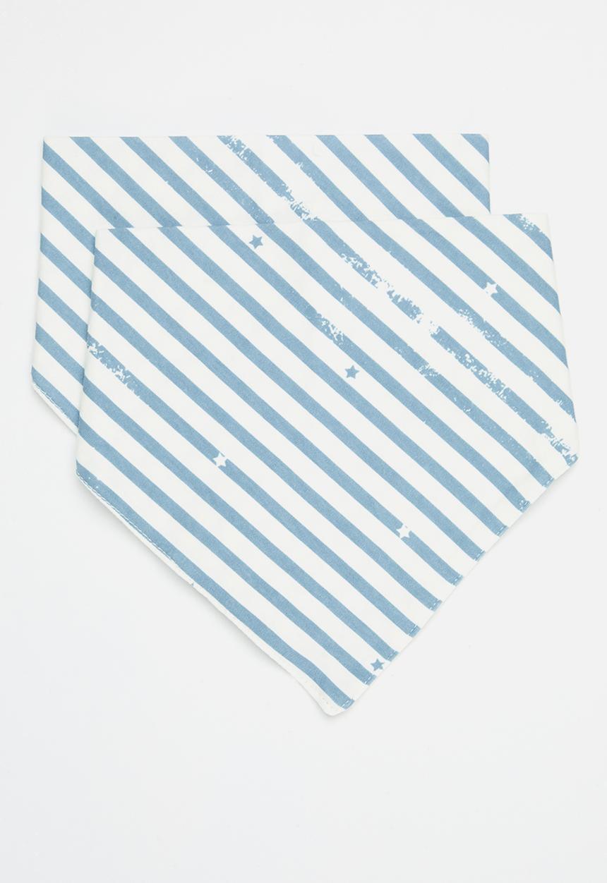 Pop Candy - 2 Pack striped bib set - blue & white