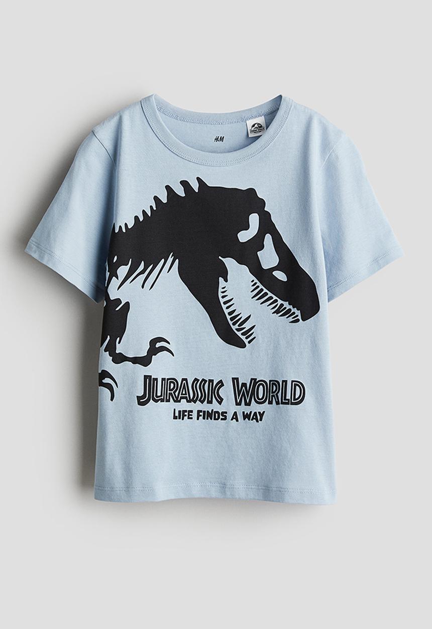 H&M - Printed cotton t-shirt - light blue jurassic world 