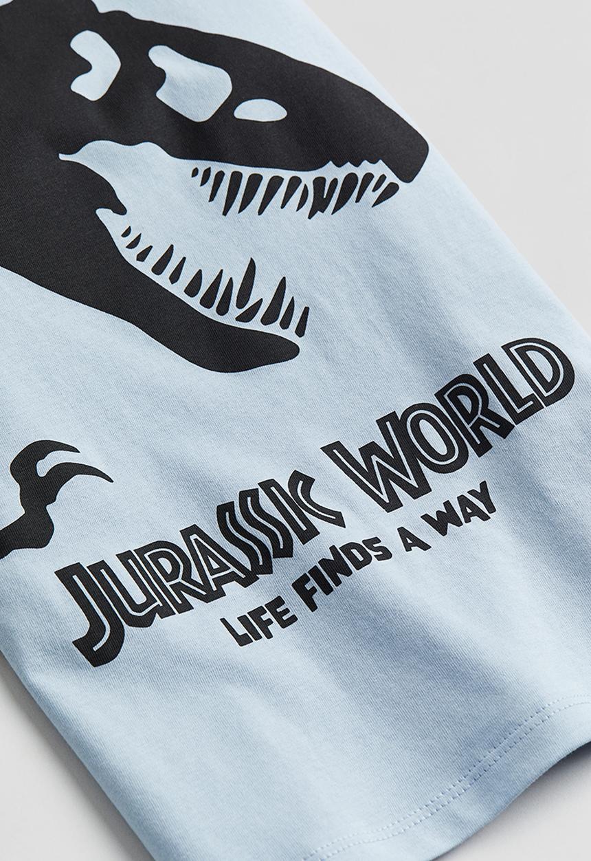H&M - Printed cotton t-shirt - light blue jurassic world 