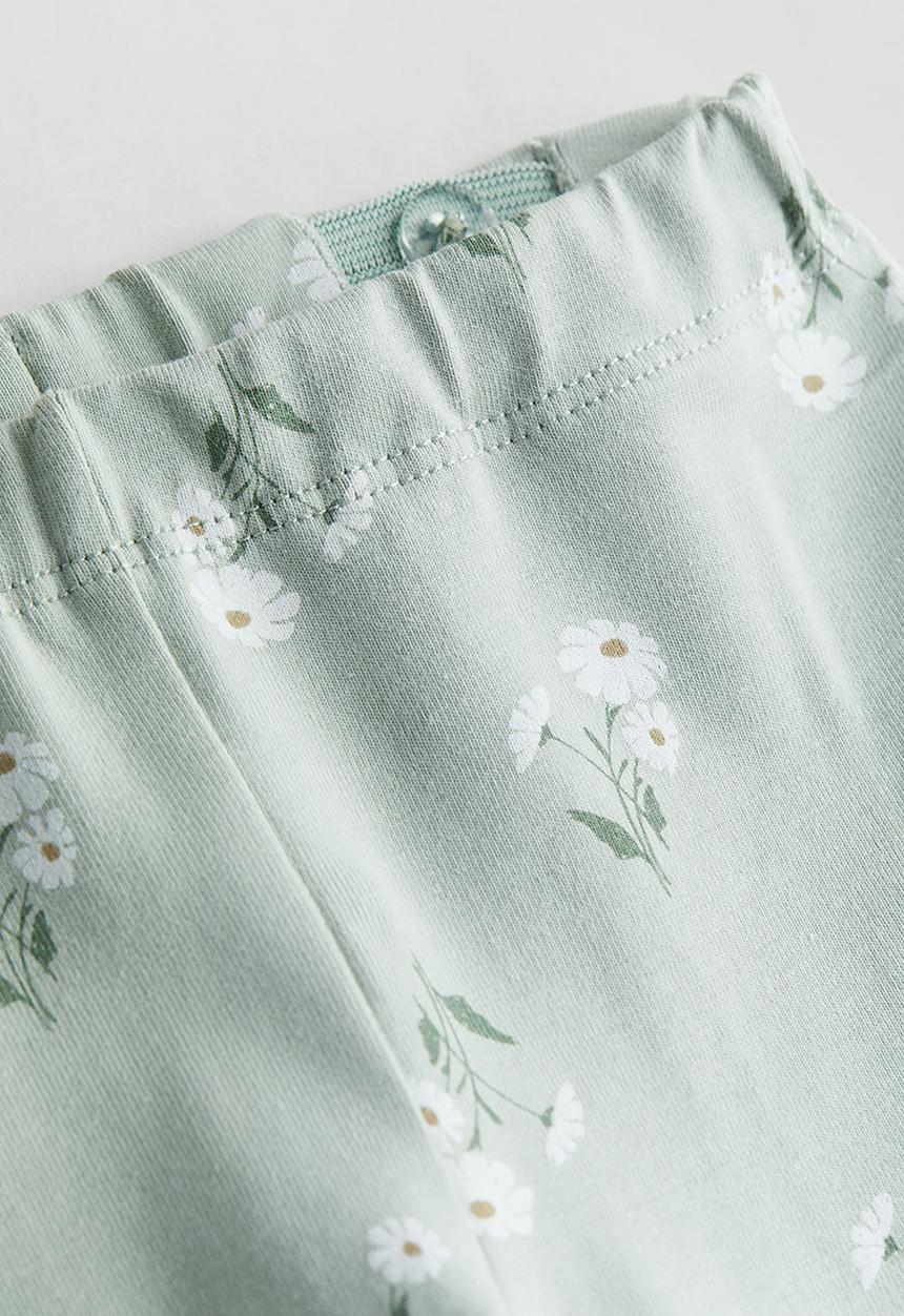 H&M - 3 piece cotton set - light green floral 