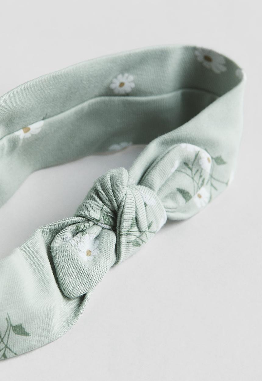 H&M - 3 piece cotton set - light green floral 