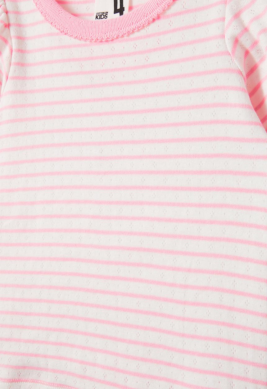 Cotton On - Ella short sleeve pyjama set - vanilla/blush pink stripe