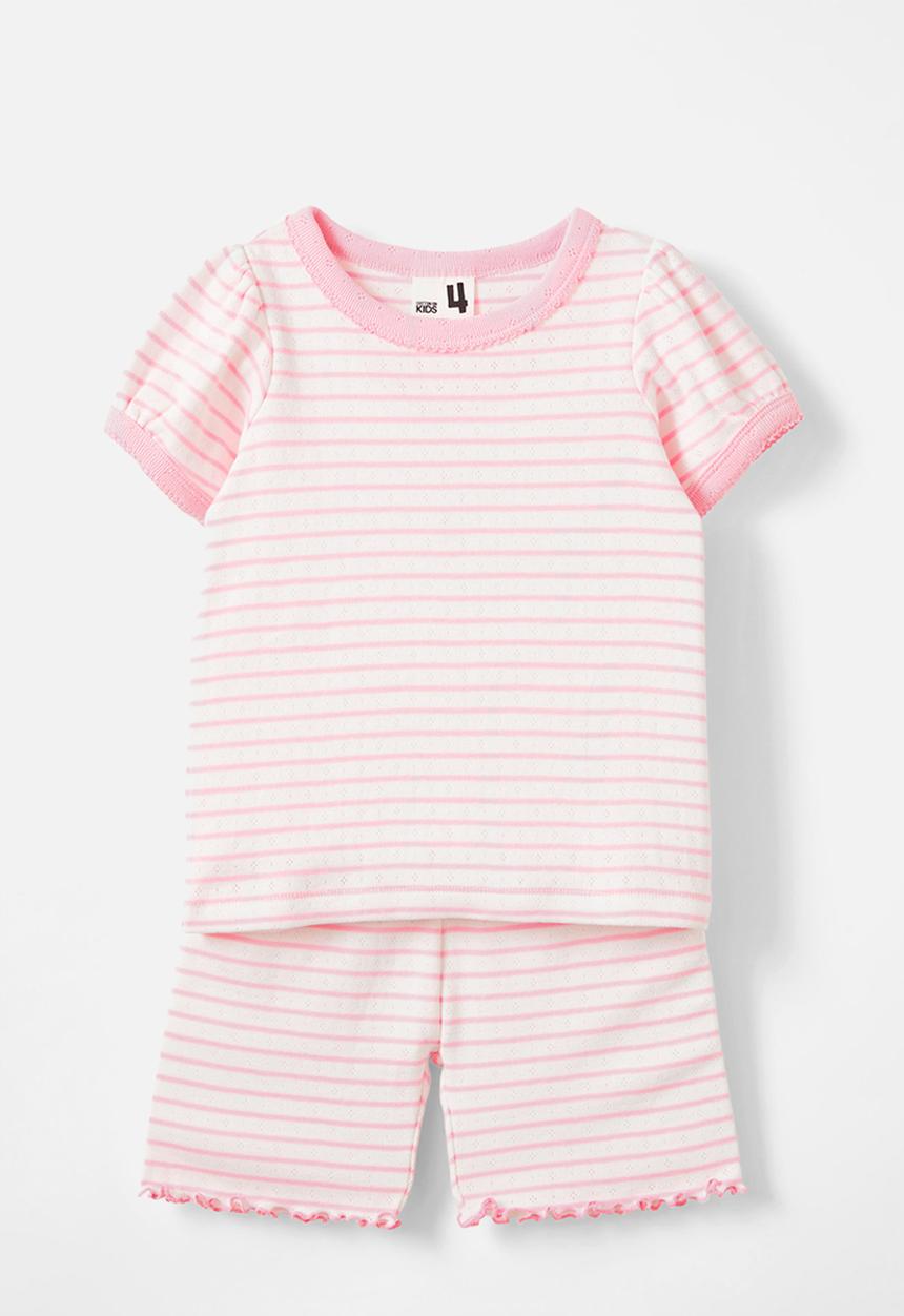 Cotton On - Ella short sleeve pyjama set - vanilla/blush pink stripe