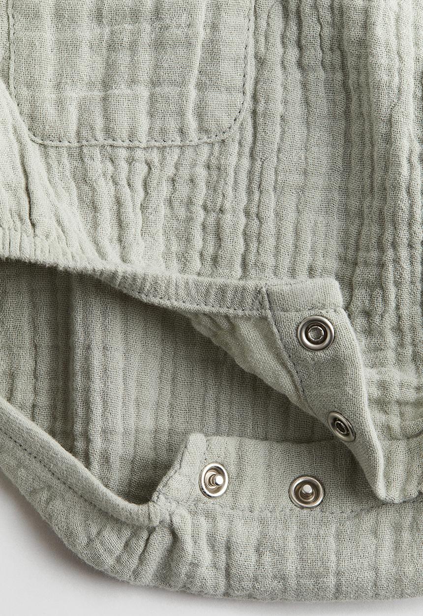 H&M - 2 piece cotton set - light khaki green & white