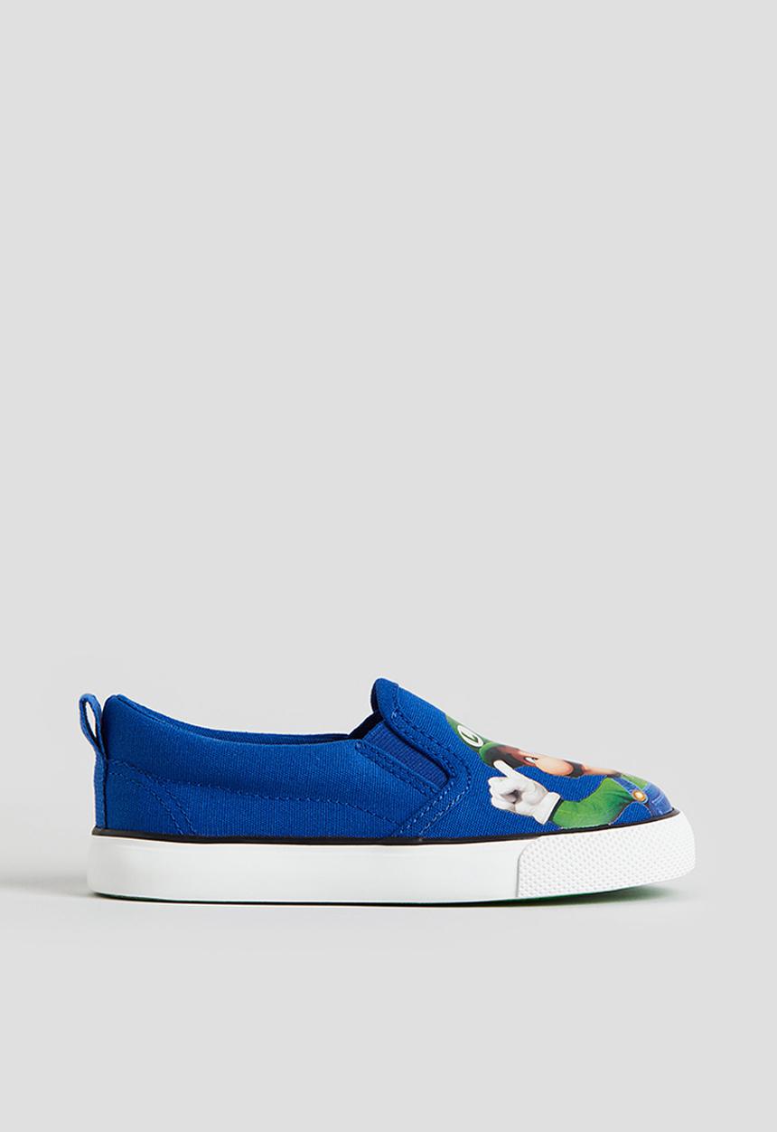 H&M - Printed slip-on trainers - blue super mario