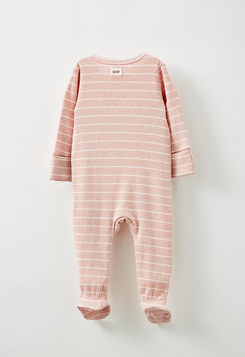 Cotton On - Organic pointelle zip romper - zephyr marle/vanilla stripe