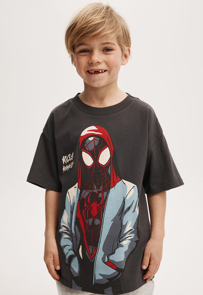 Cotton On - Spiderman drop shoulder short sleeve tee - black