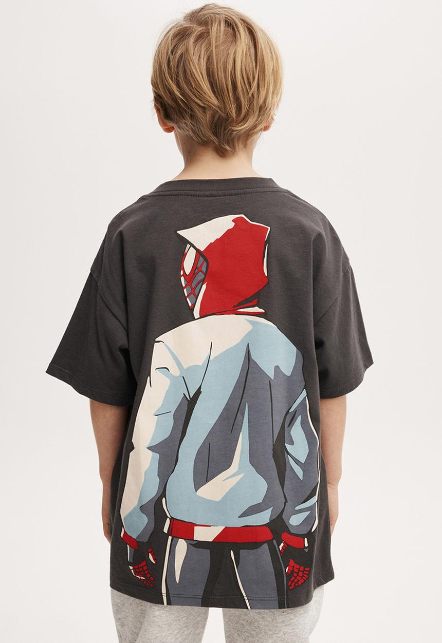 Cotton On - Spiderman drop shoulder short sleeve tee - black
