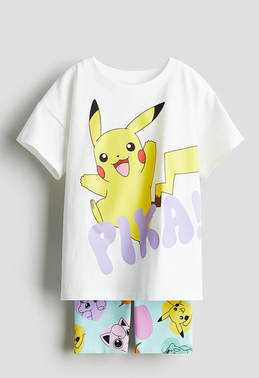 H&M - 2 piece printed set - white pokémon