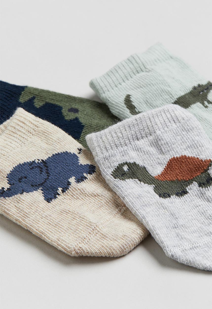 H&M - 4 pack shaftless socks - light dusty green crocodile
