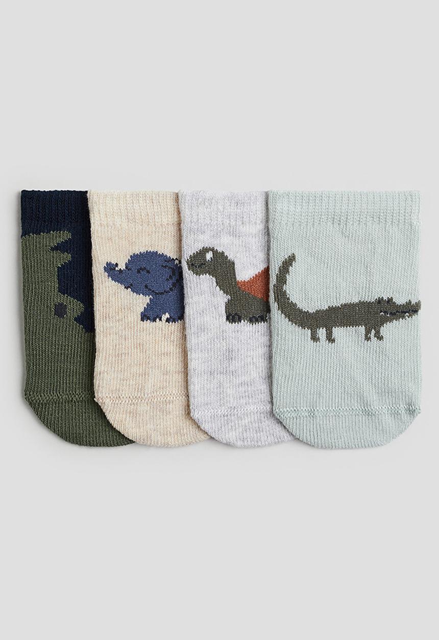 H&M - 4 pack shaftless socks - light dusty green crocodile