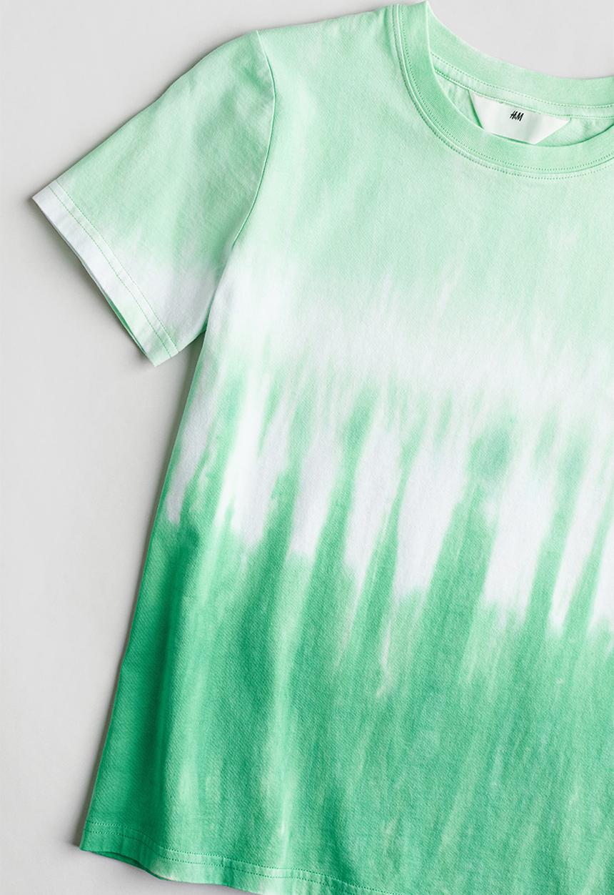H&M - T-shirt - green & white