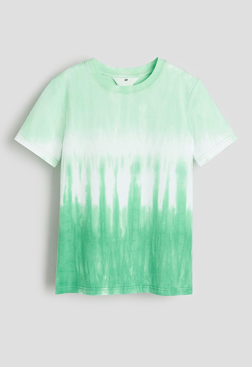 H&M - T-shirt - green & white