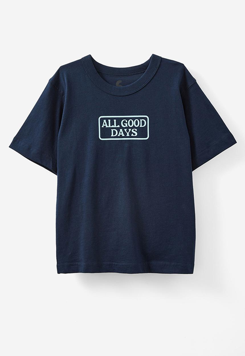 Cotton On - Jonny short sleeve print tee - squid ink/all good days
