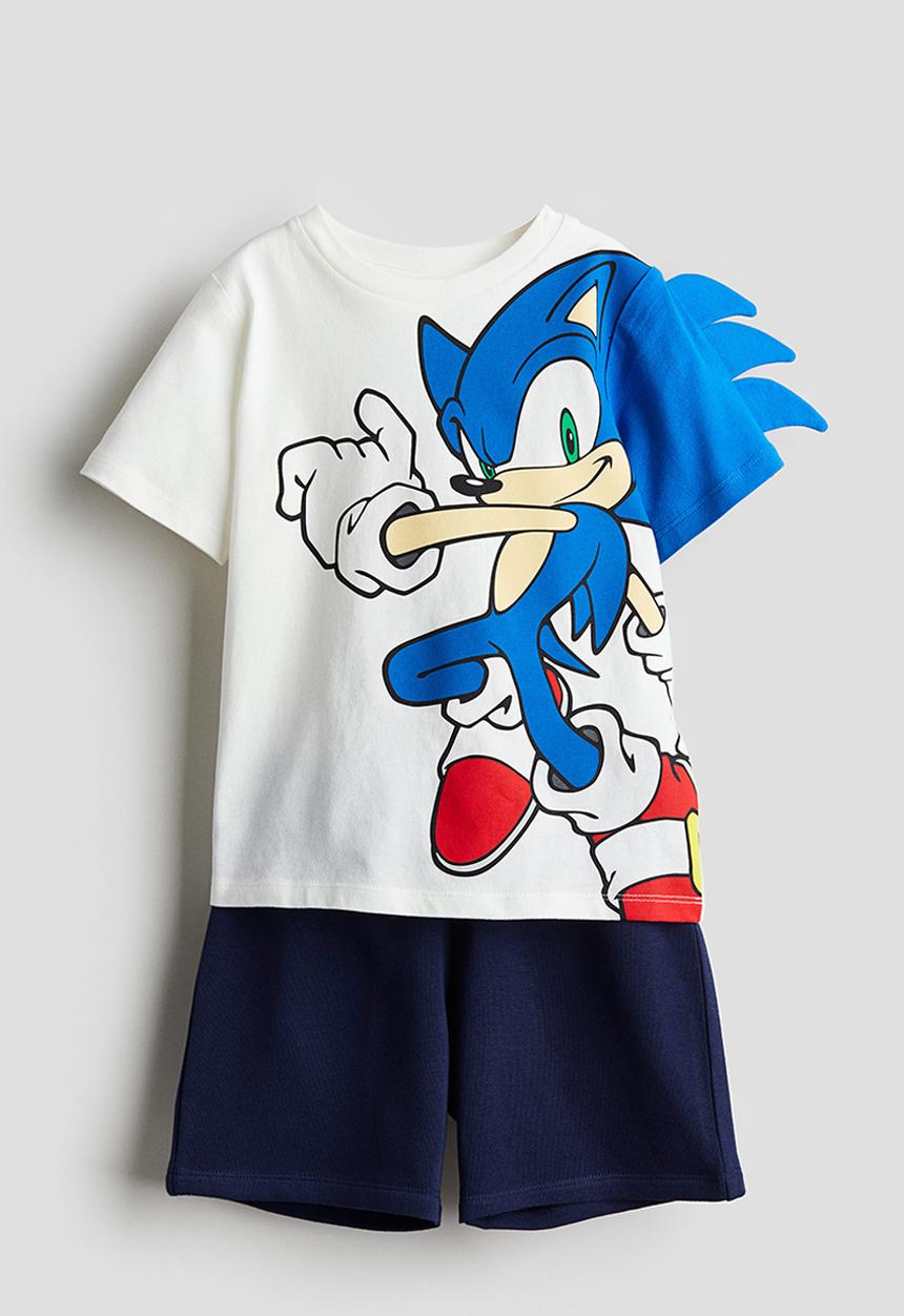 H&M - 2 piece motif-detail set - navy blue sonic the hedgehog 