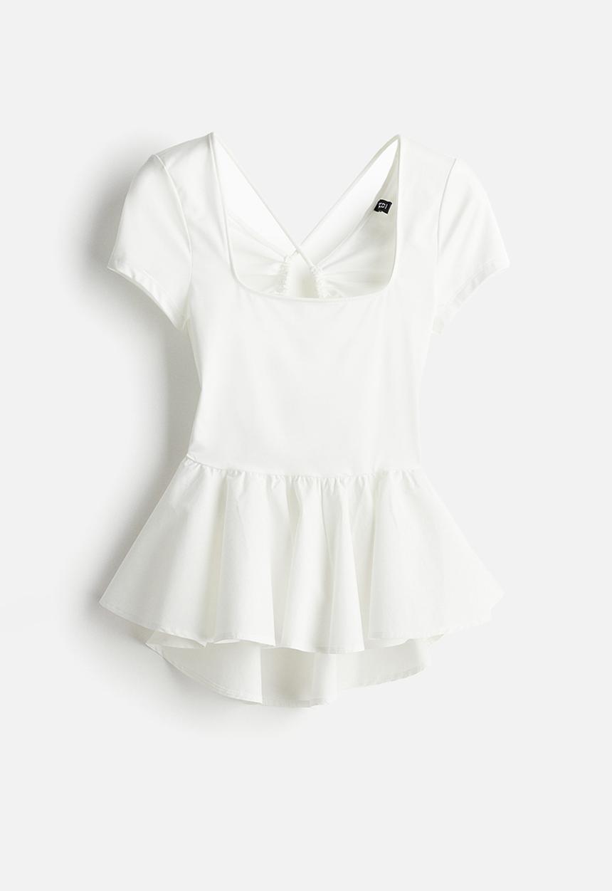 H&M - Open-back peplum top - cream