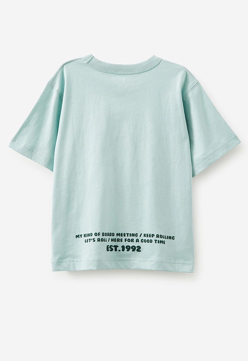 Cotton On - Jonny short sleeve print tee - barber blue/good times pizza
