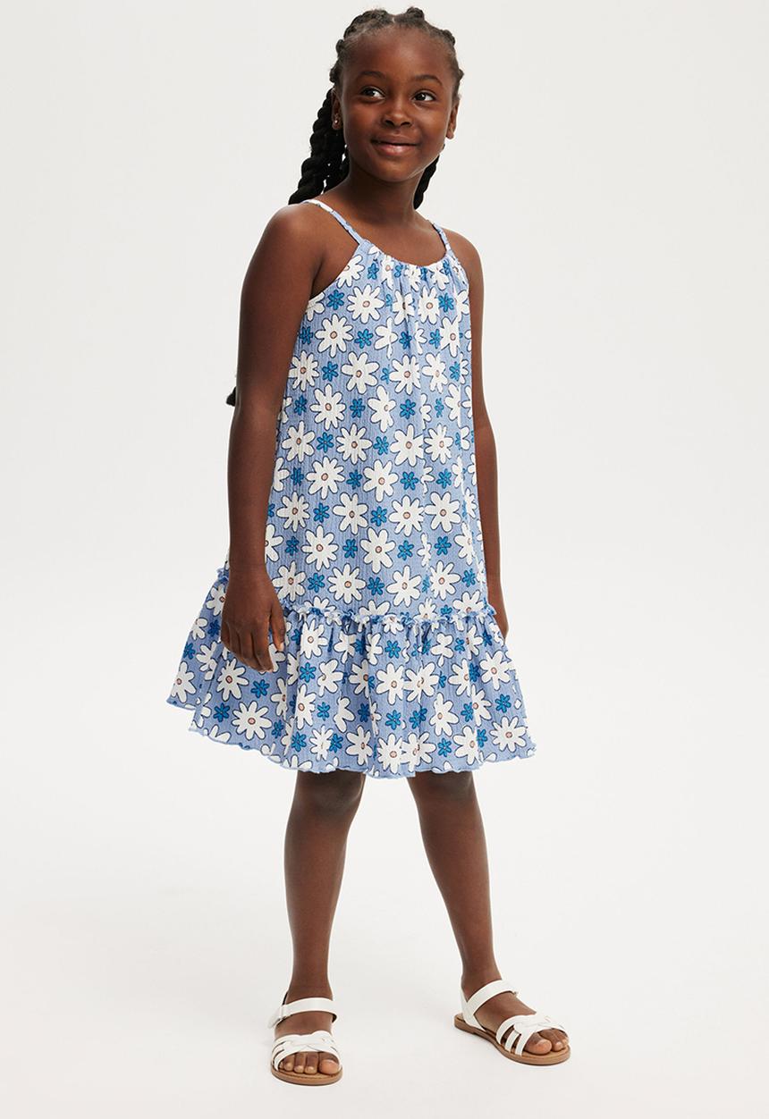 Cotton On - Hallie tiered dress - sandy floral/dusk blue
