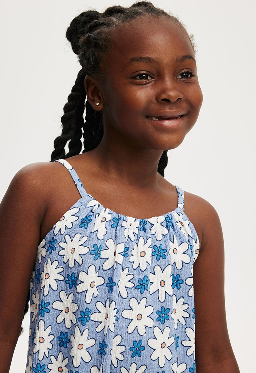 Cotton On - Hallie tiered dress - sandy floral/dusk blue