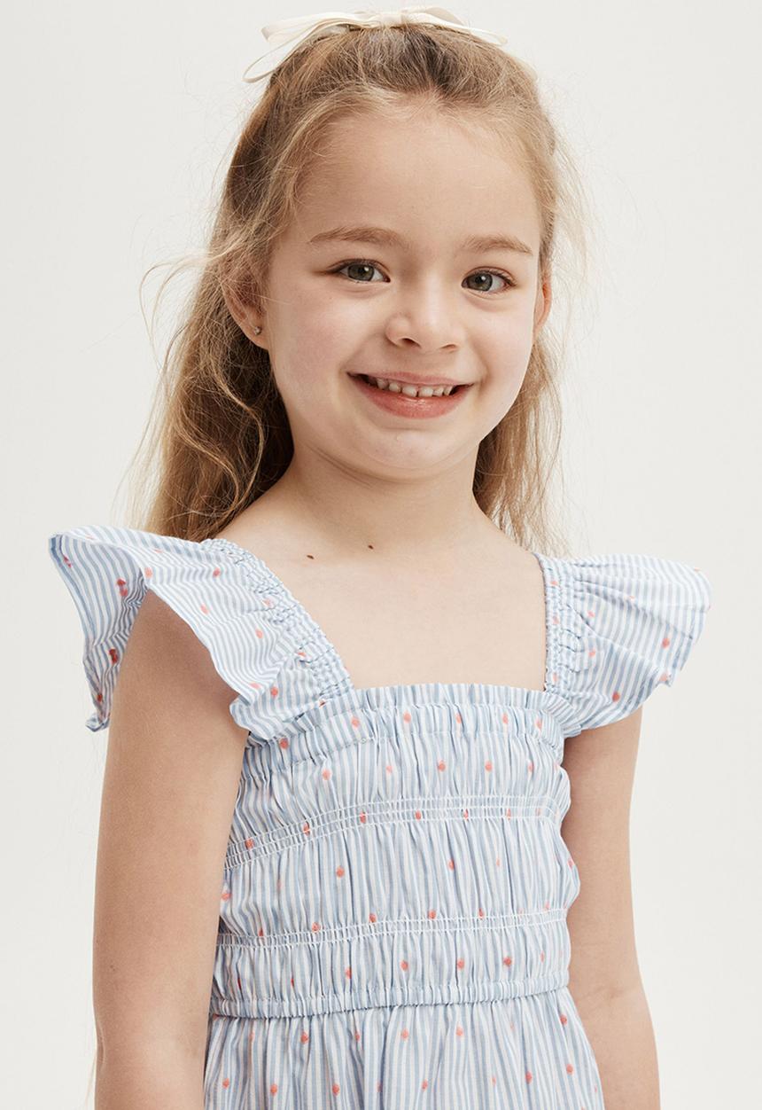 Cotton On - Kennedy tiered dress - dusk blue stripe